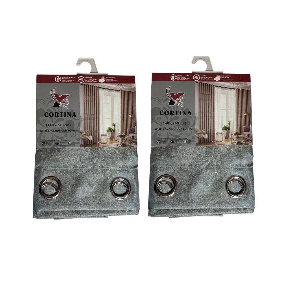 Pack x2 cortinas de 140x240cm con 8 ojales