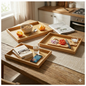 Set x3 Bandejas mdf para servir para cocina sala de estar dormitorio