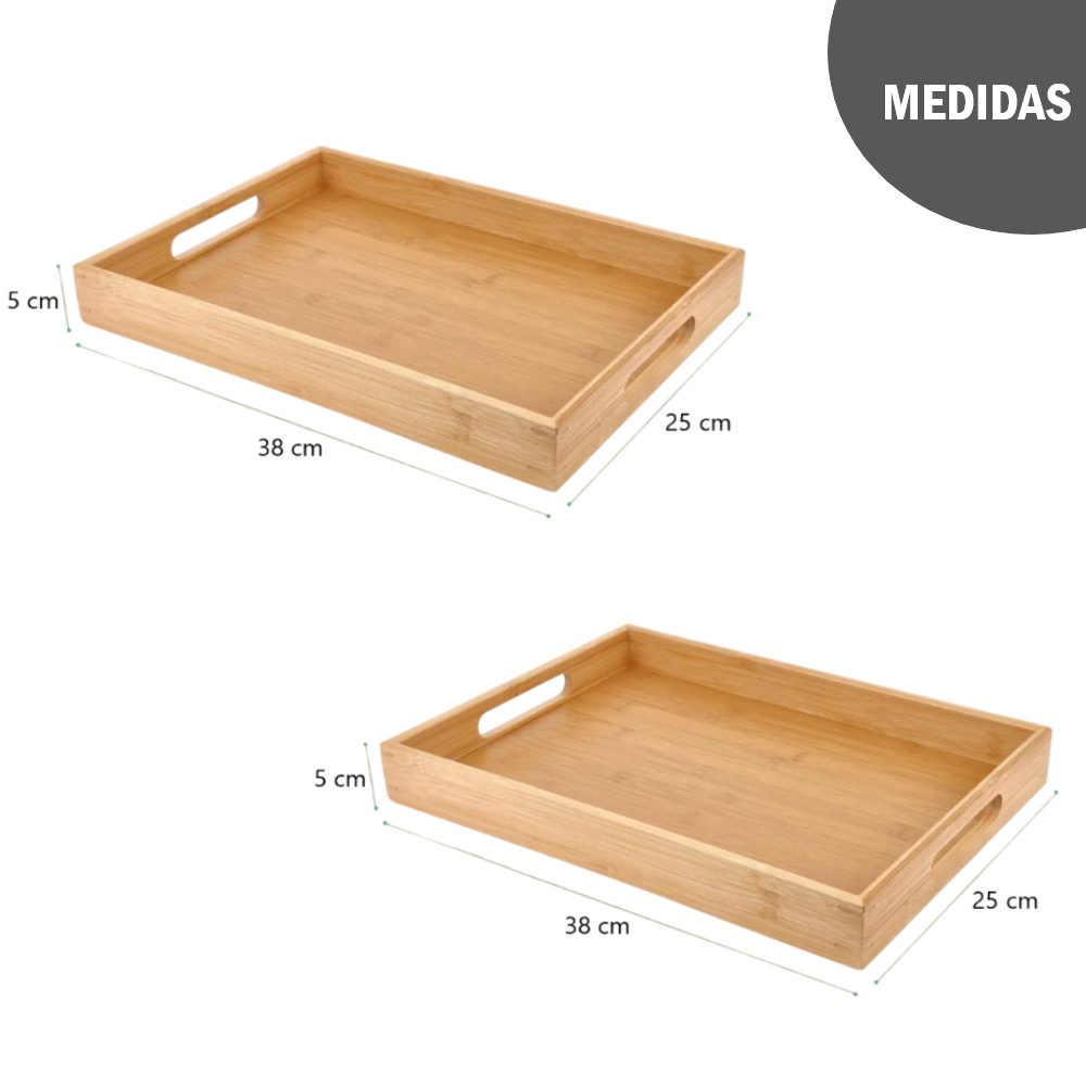Bandeja de bambú para servir para cocina sala de estar dormitorio