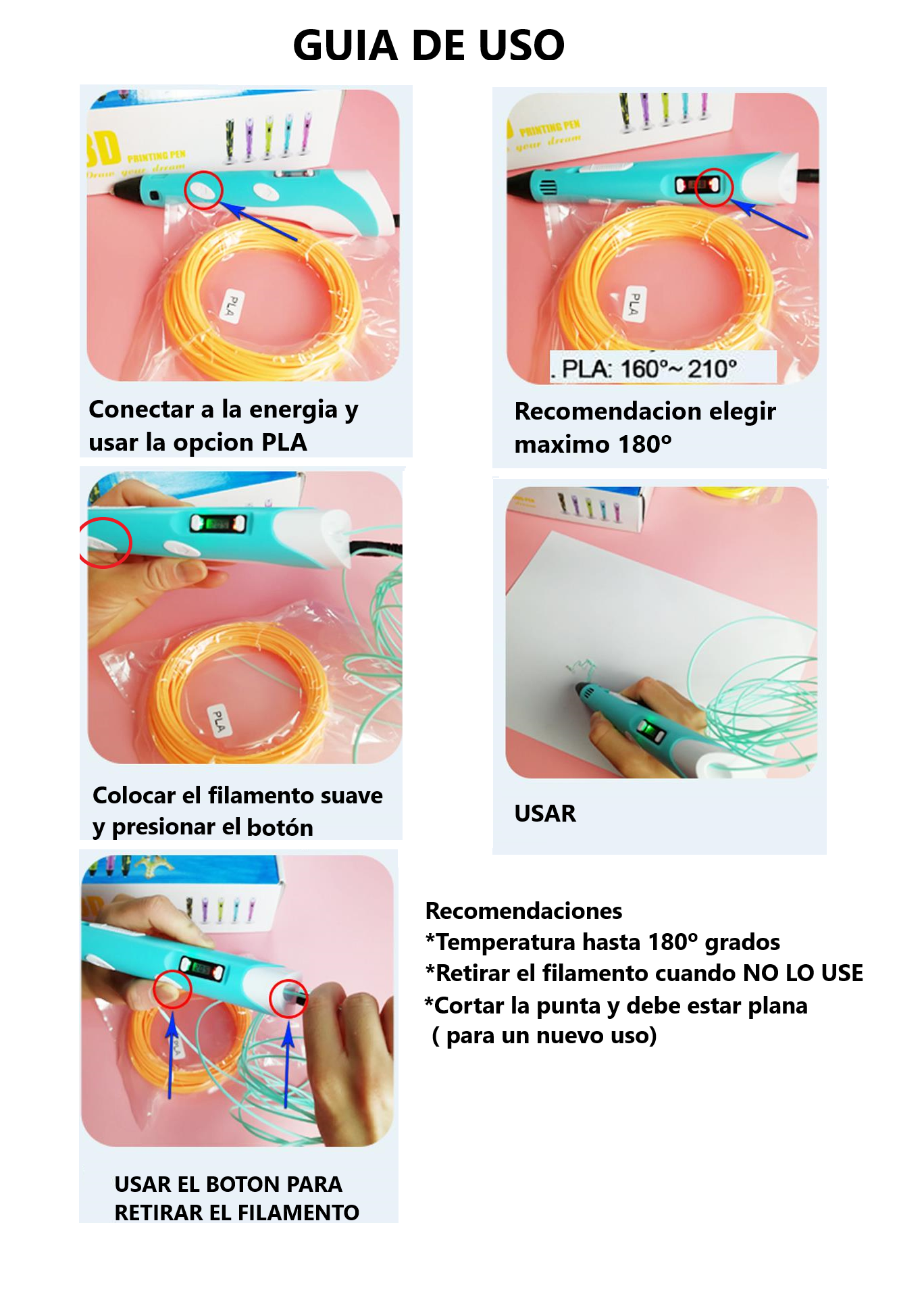 Lápiz lapicero 3D portátil impresión manual