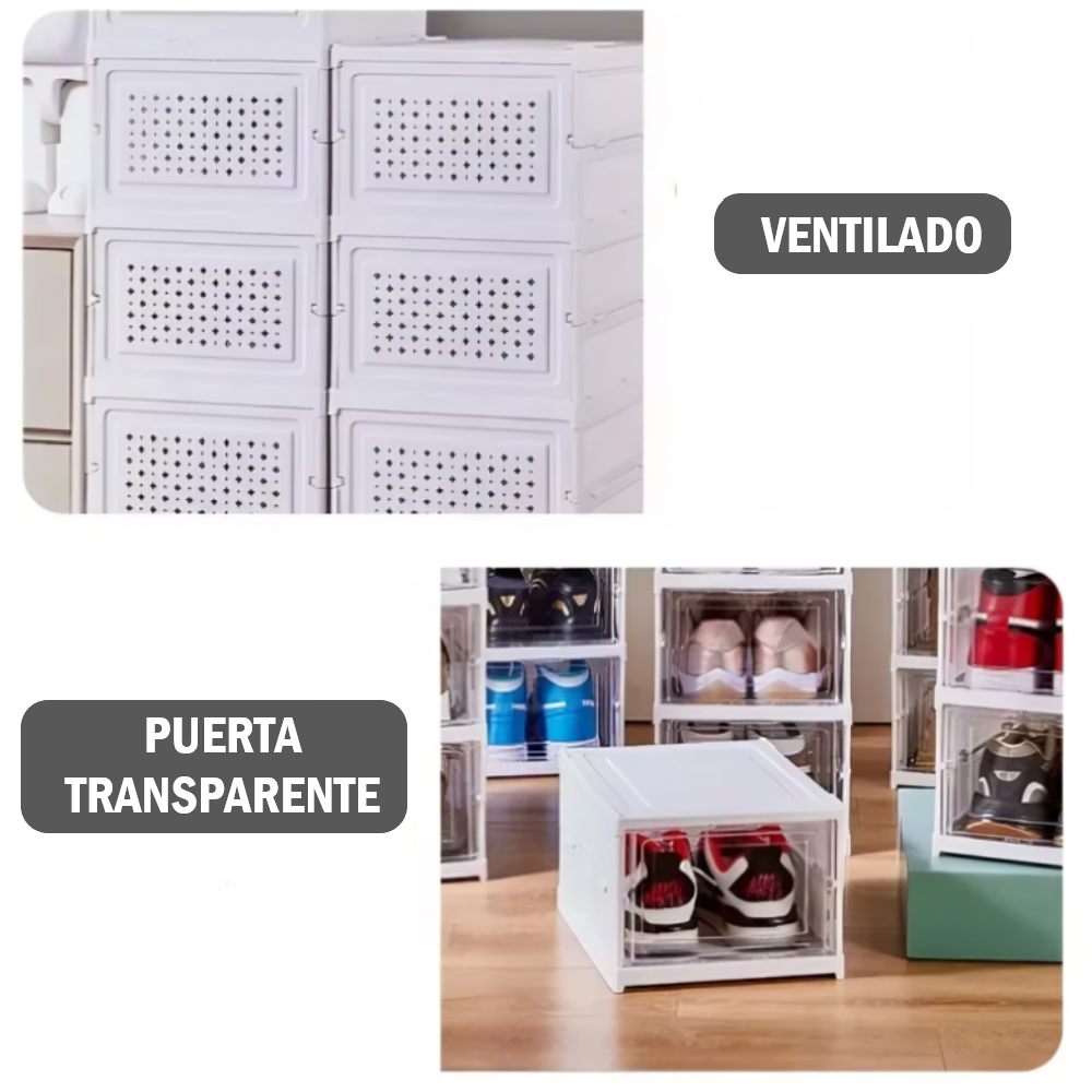 Organizador Zapatera de Acrílico Plegable con puertas - 6 Niveles