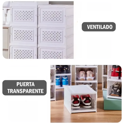 Organizador Zapatera de Acrílico Plegable con puertas - 6 Niveles