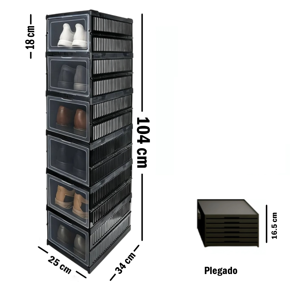 Organizador Zapatera de Acrílico Plegable con puertas - 6 Niveles