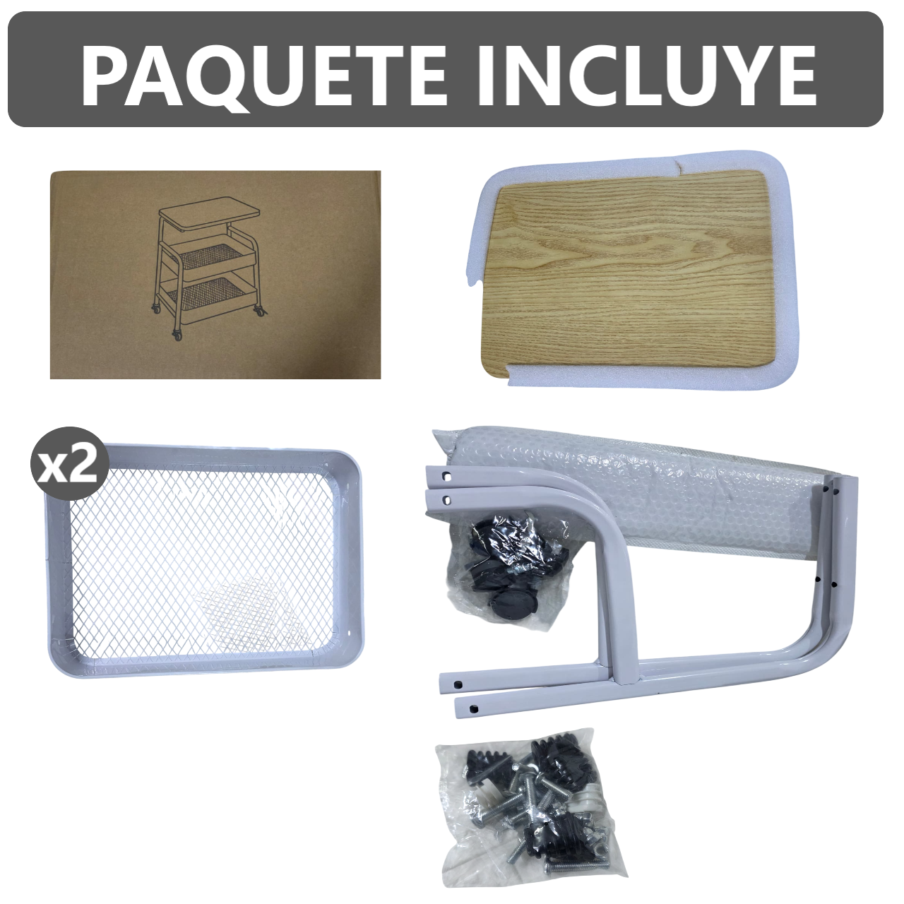 Carrito Mesa Organizador Multiuso de 3 Niveles rodante