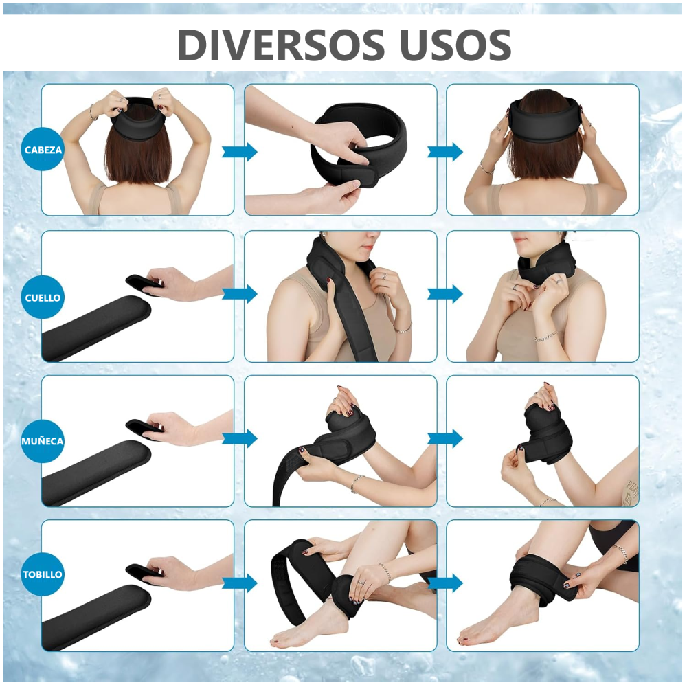 Compresa fría y caliente para reducir dolor en cuello cabeza
