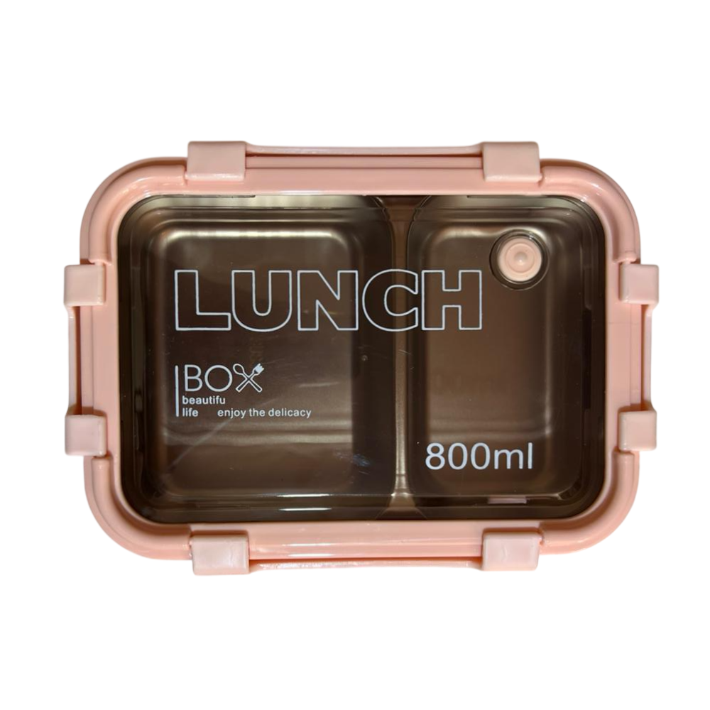 Taper Bento Acero Inoxidable 2 Divisiones 800 ml - Rosado