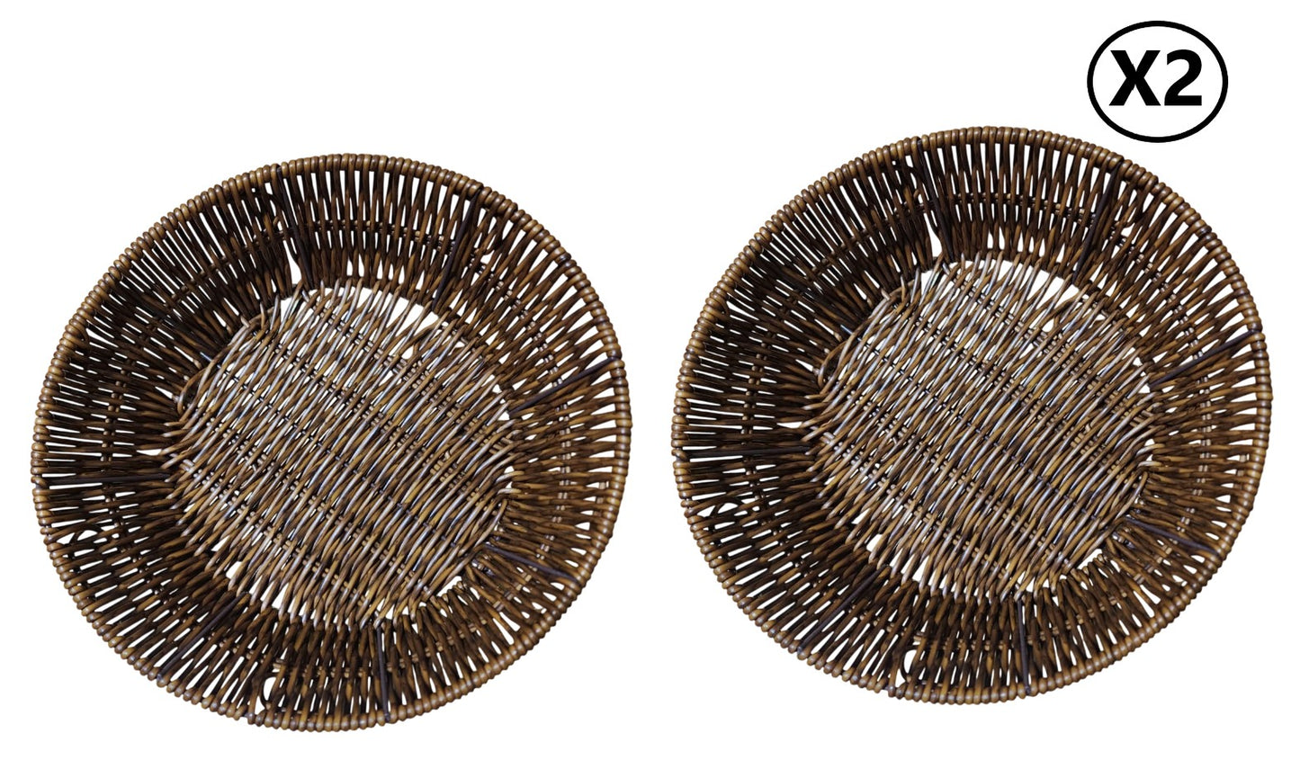 Pack 2 Paneras circular de Plástico tipo mimbre