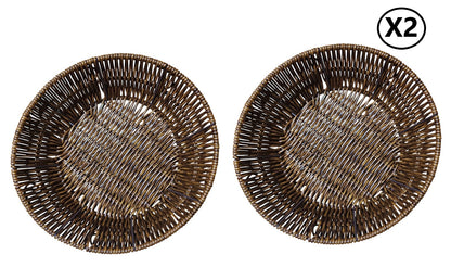 Pack 2 Paneras circular de Plástico tipo mimbre
