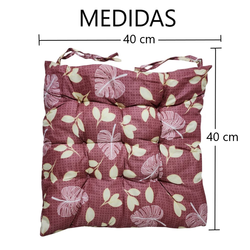 Pack x2 Cojines Almohadas para silla diseño de flores - 40 x 40 cm