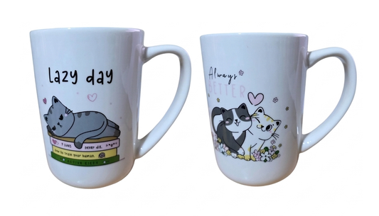 Kit x2 Tazas de con figura de gatos