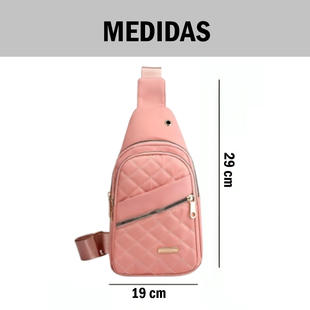 Morral cruzado riñonera con 3 cierres y 1 interior