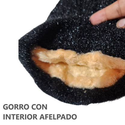 Gorro Chullo con Bufanda de lana y felpa para Invierno