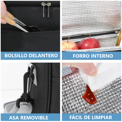 Mochila Térmica con Asa Removible y Bolsillo Delantero - Color entero
