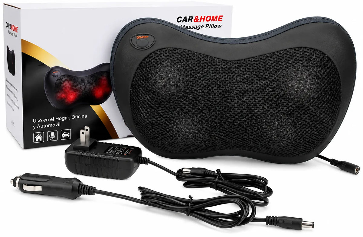 Almohada Masajeador Cervical Shiatsu Corporal Termoterapia Relajante - Negro