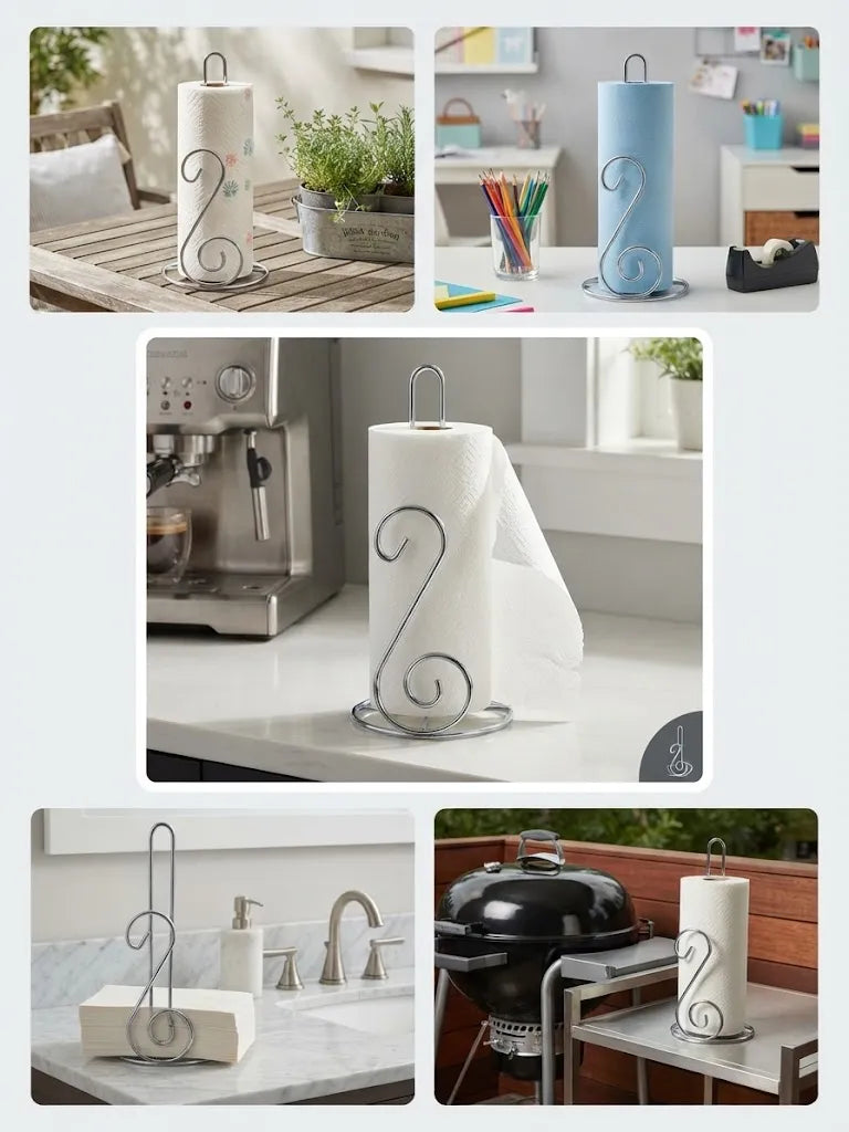 Pack x4 Porta papel toalla Soporte de metal para cocina mesa - 29 x 15 cm