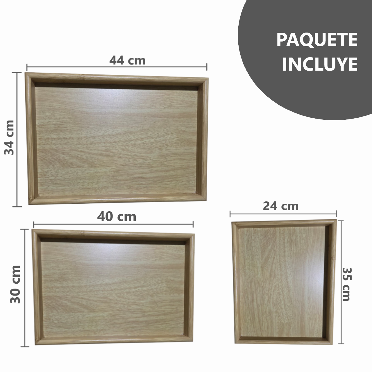 Set x3 Bandejas mdf para servir para cocina sala de estar dormitorio