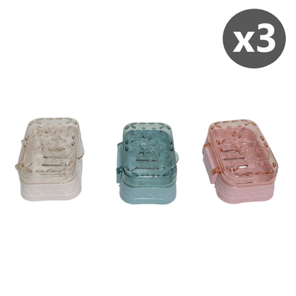 3 Jaboneras con diseño a flores