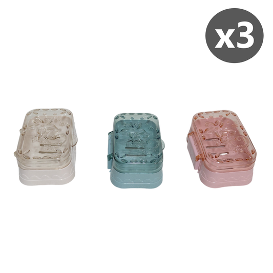 3 Jaboneras con diseño a flores