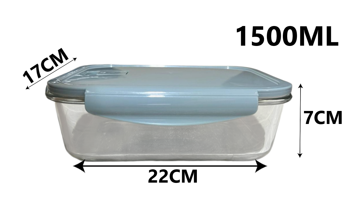 KIT 2 TAPER DE VIDRIO RESISTENTE 1500ml - CELESTE