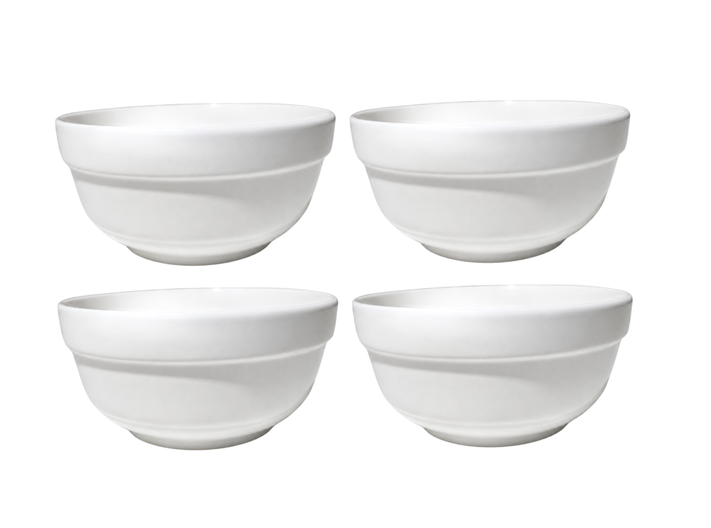 kit de 4  Tazones de loza blanca