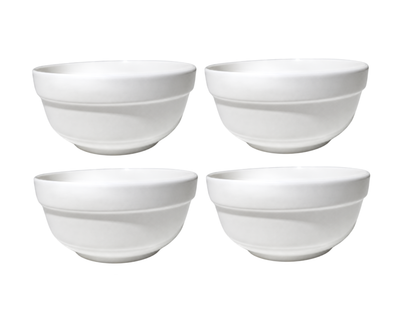 kit de 4  Tazones de loza blanca
