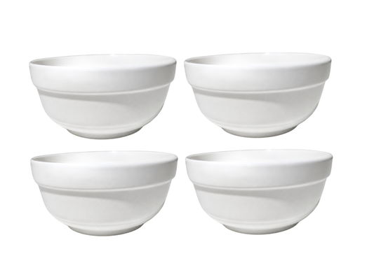 kit de 4  Tazones de loza blanca
