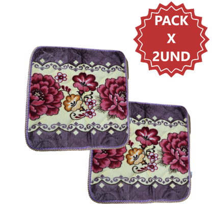 Pack 2 Alfombras de flores Piso de felpa de 50x50cm