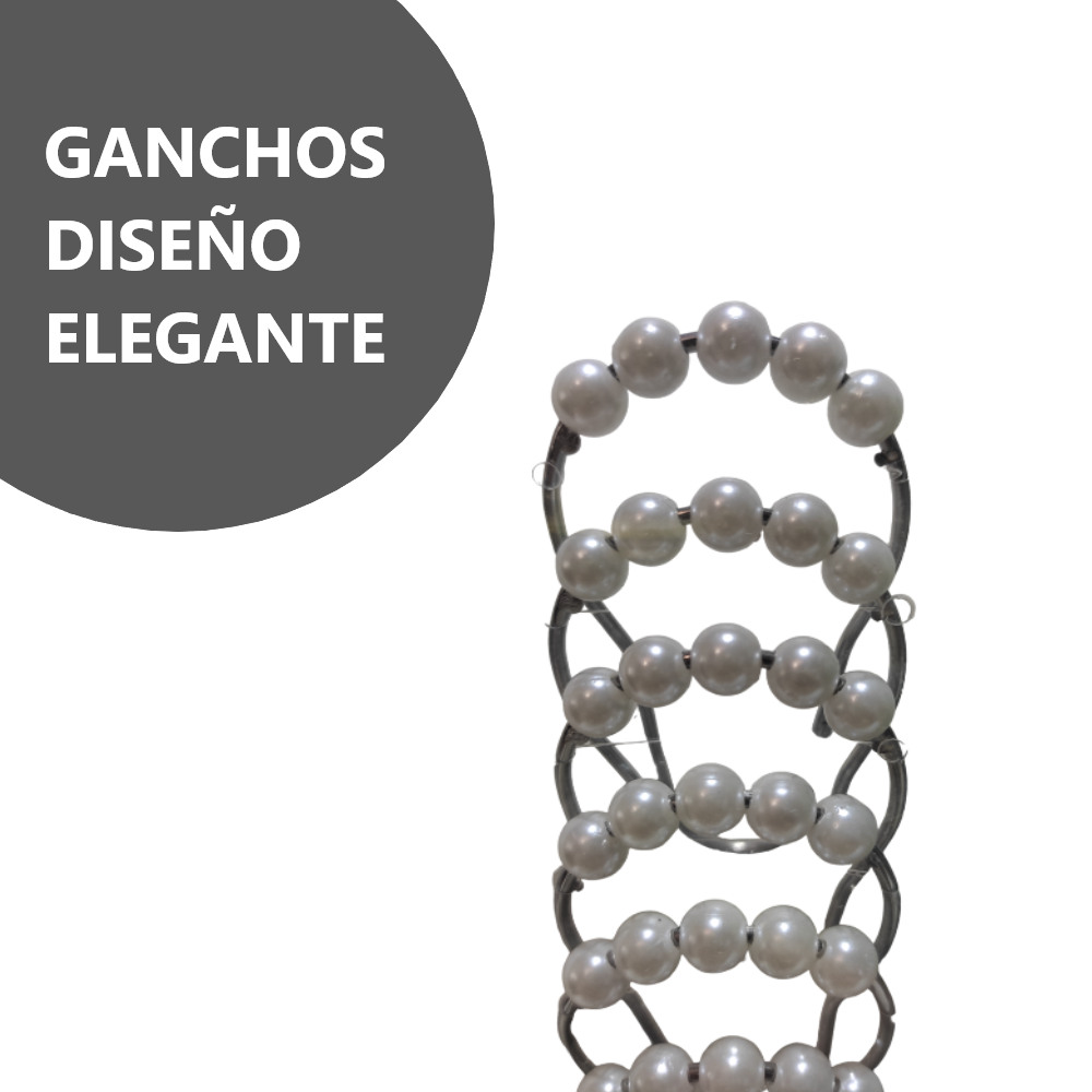 Cortina de ducha 180x180 cm con 12 ganchos diseño variado