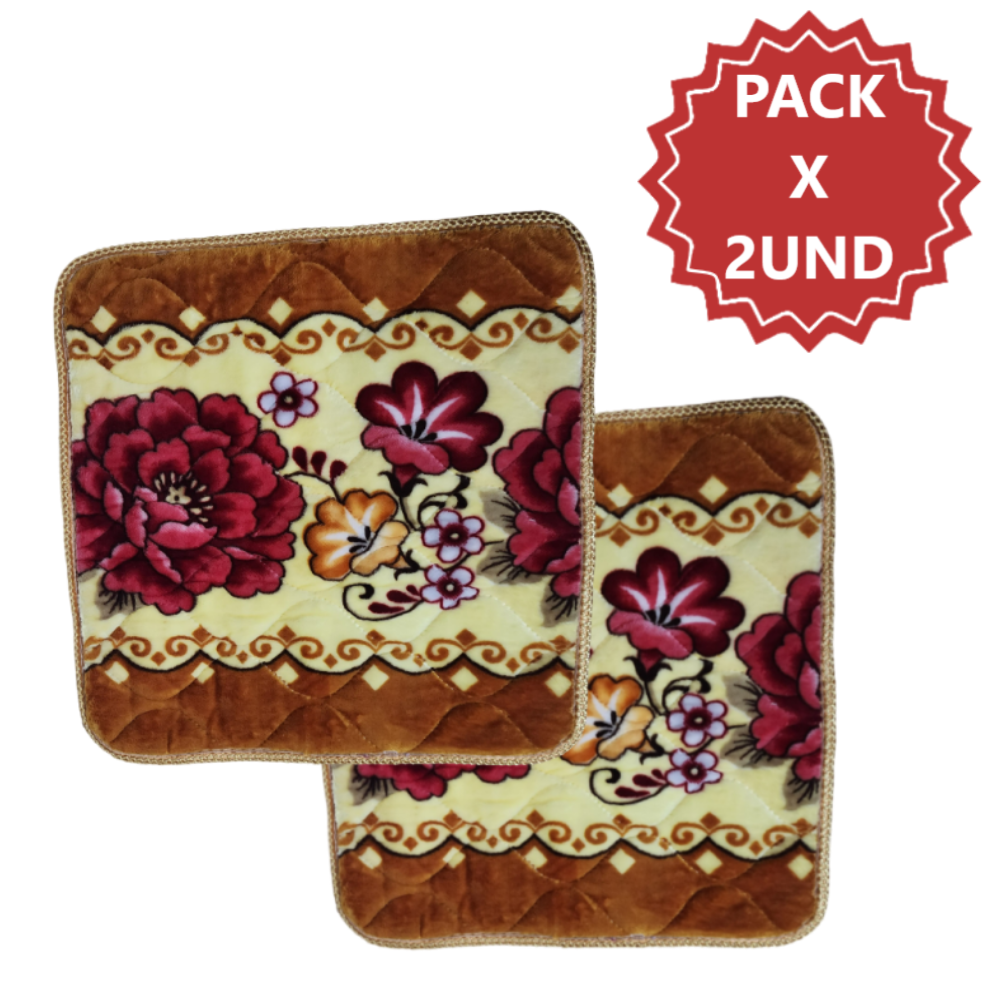 Pack 2 Alfombras de flores Piso de felpa de 50x50cm