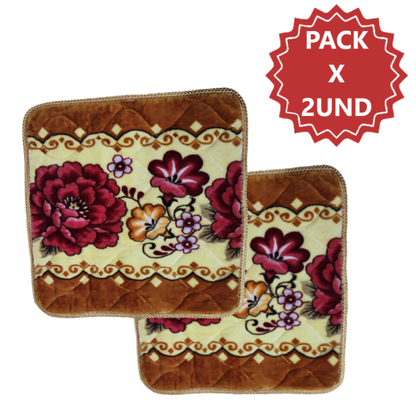 Pack 2 Alfombras de flores Piso de felpa de 50x50cm