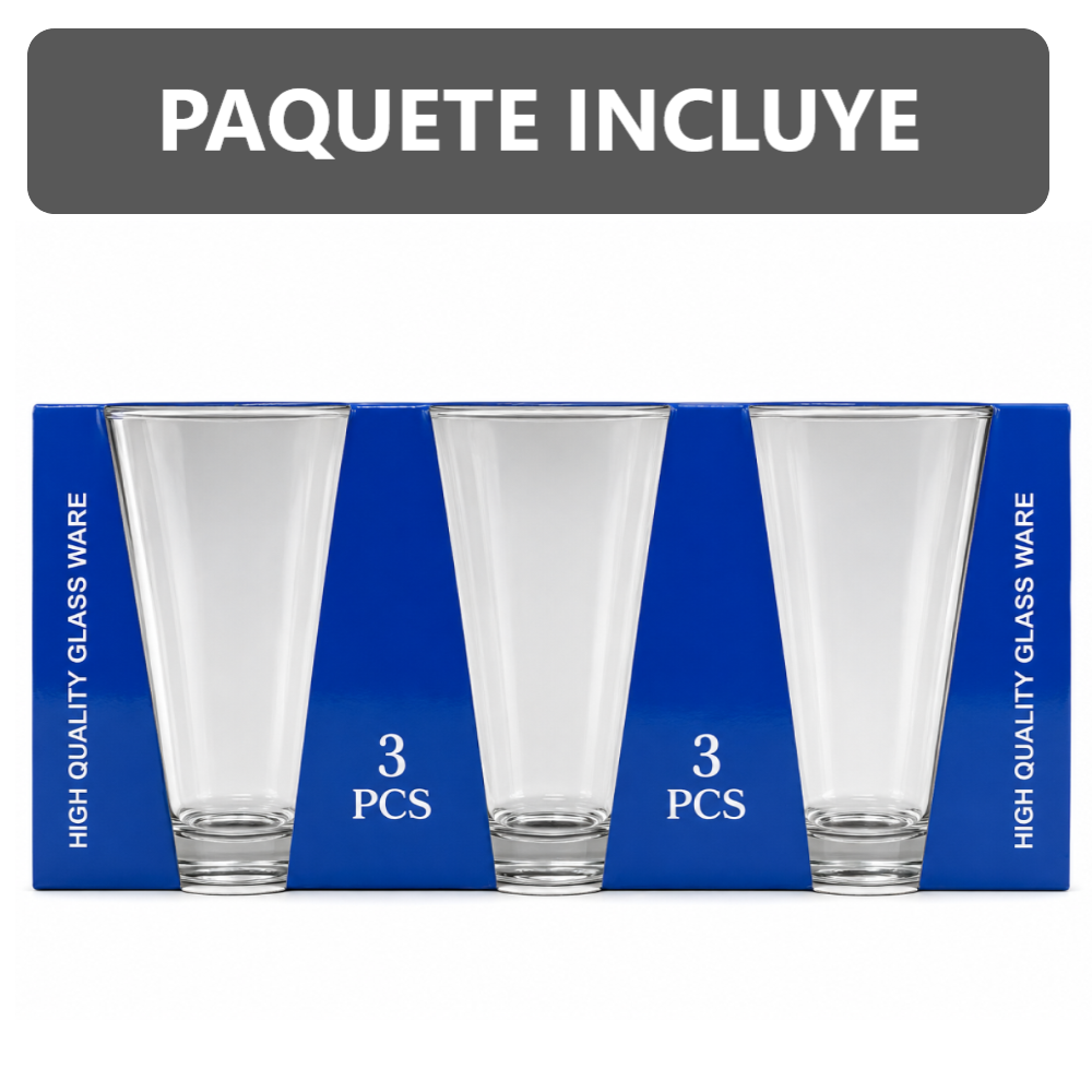 Set x3 vasos de vidrio largo de 480 ml