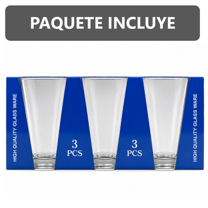 Set x3 vasos de vidrio largo de 480 ml