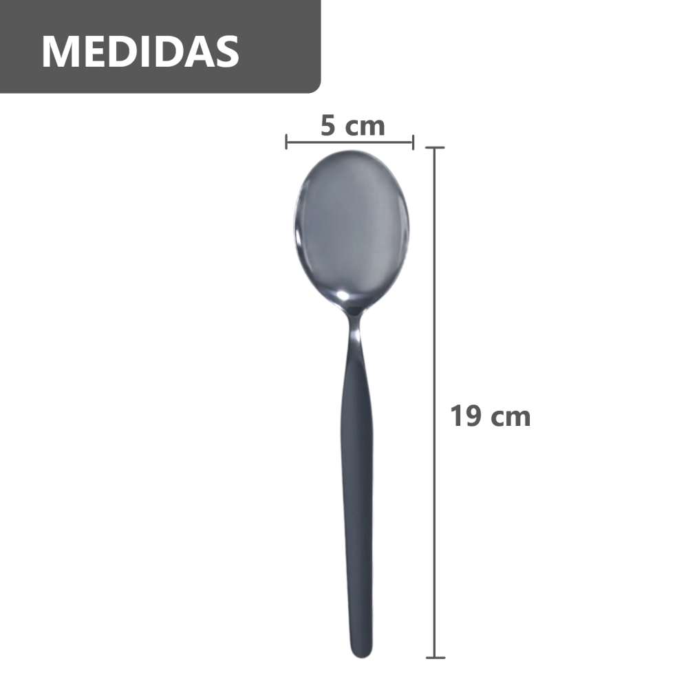 Set de 24 cubiertos: 12  Cucharas + 12 Tenedores Elegantes de Acero Inoxidable – 19 cm de Largo
