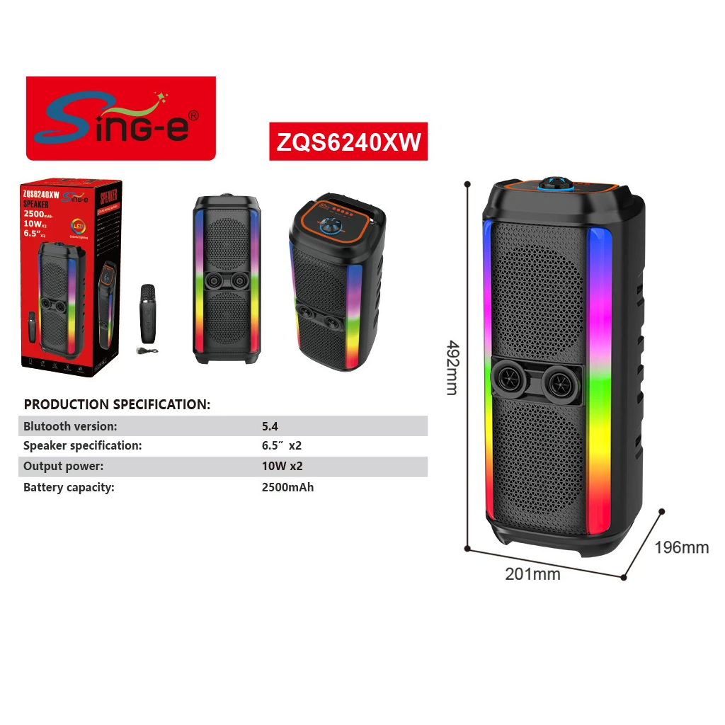 Parlante Karaoke Sing-e ZQS6240XW con Micrófono y Luces LED