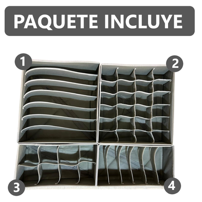 Pack x4 Organizadores Cajas para ropa interior armable - diversos tamaños
