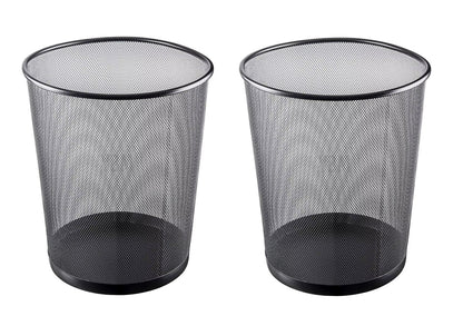 Pack x2 Tachos de Basura Papeleras de metal negro - 30 x 35 cm