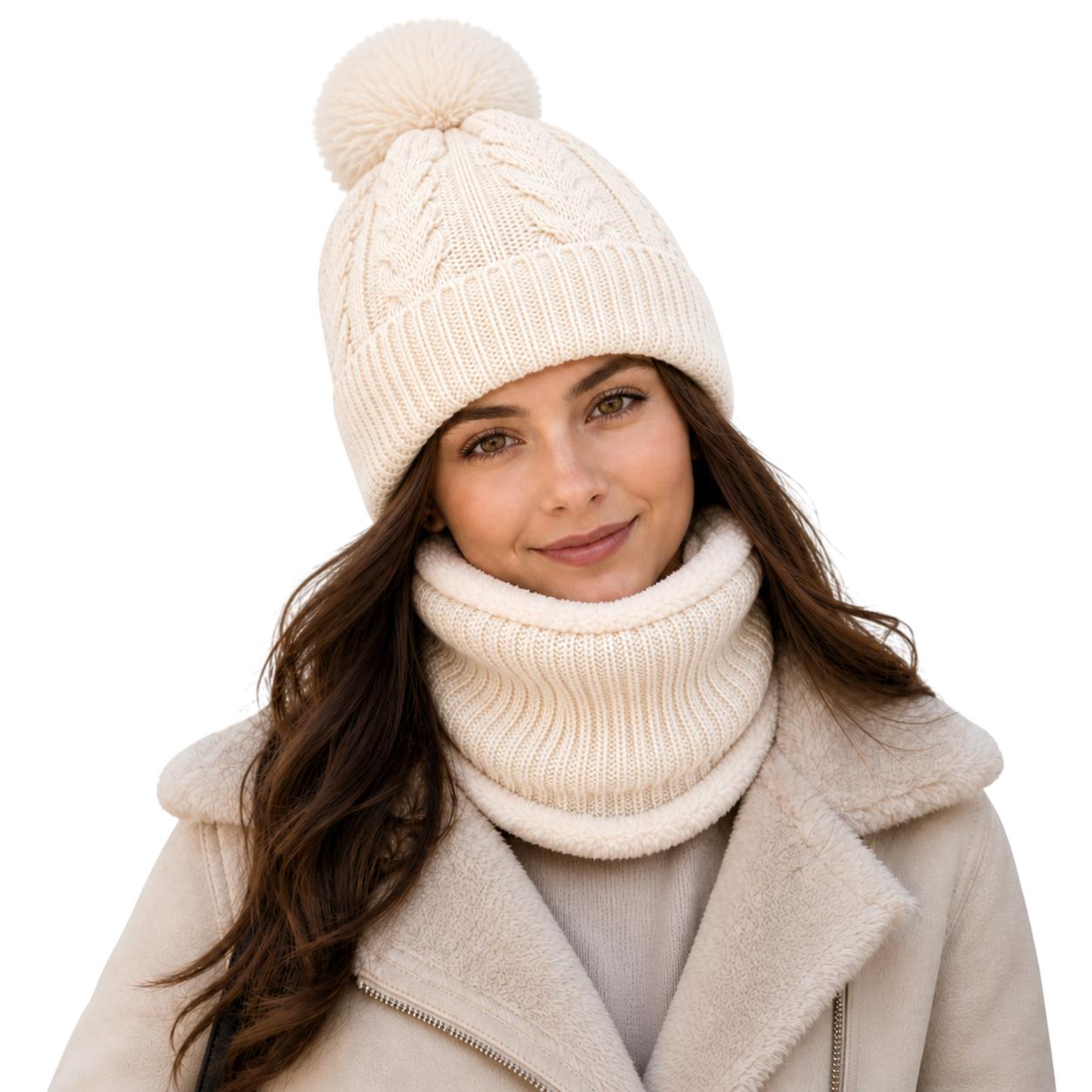 Gorro Chullo con Bufanda de lana y felpa para Invierno