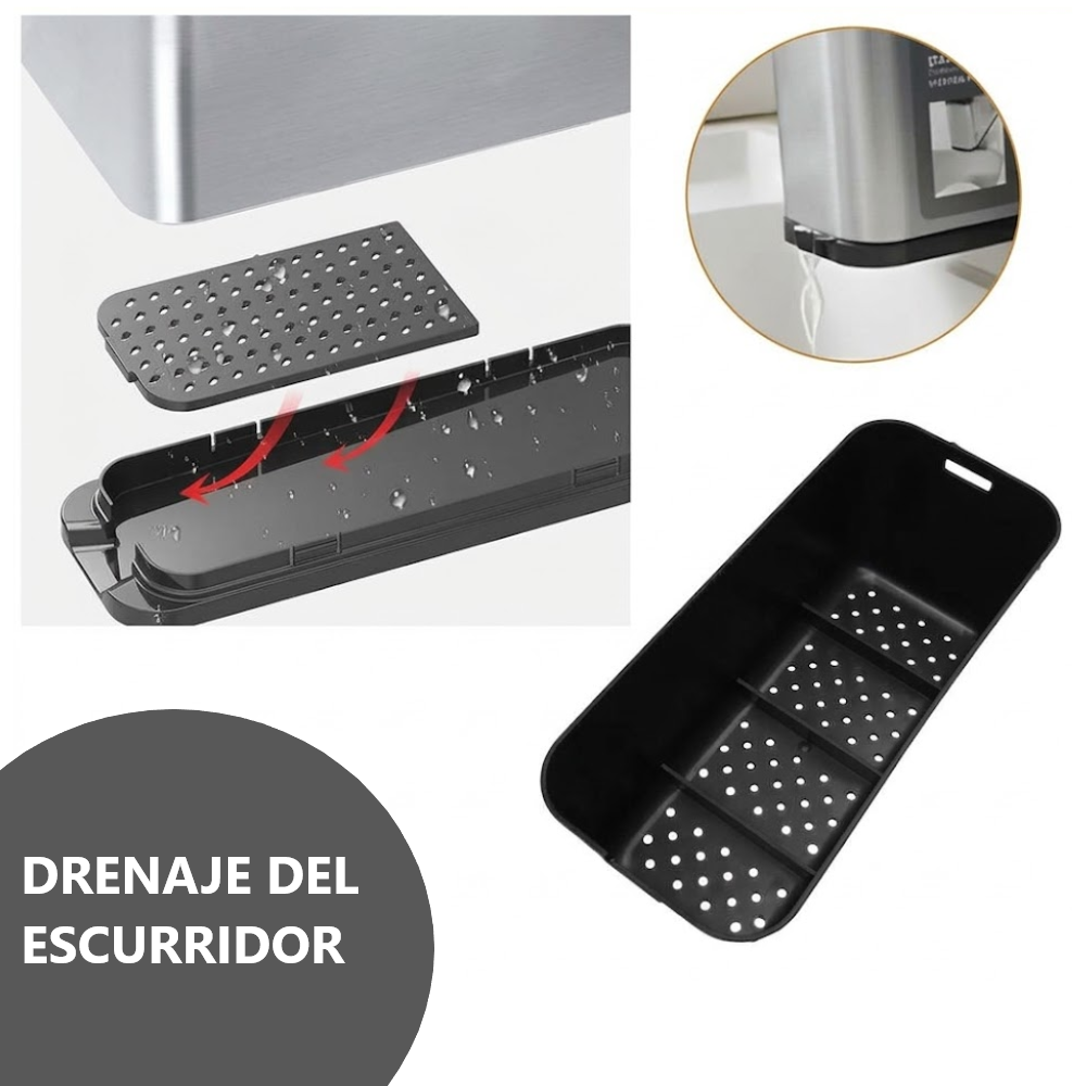 Organizador de Cuchillos y Cubiertos de Acero Inoxidable con Drenaje - 15x18x8 cm
