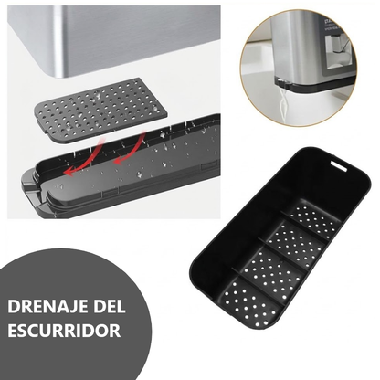 Organizador de Cuchillos y Cubiertos de Acero Inoxidable con Drenaje - 15x18x8 cm