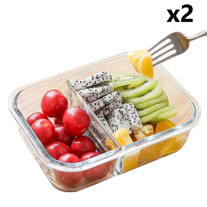 2 taperes de vidrio 1520ml con division