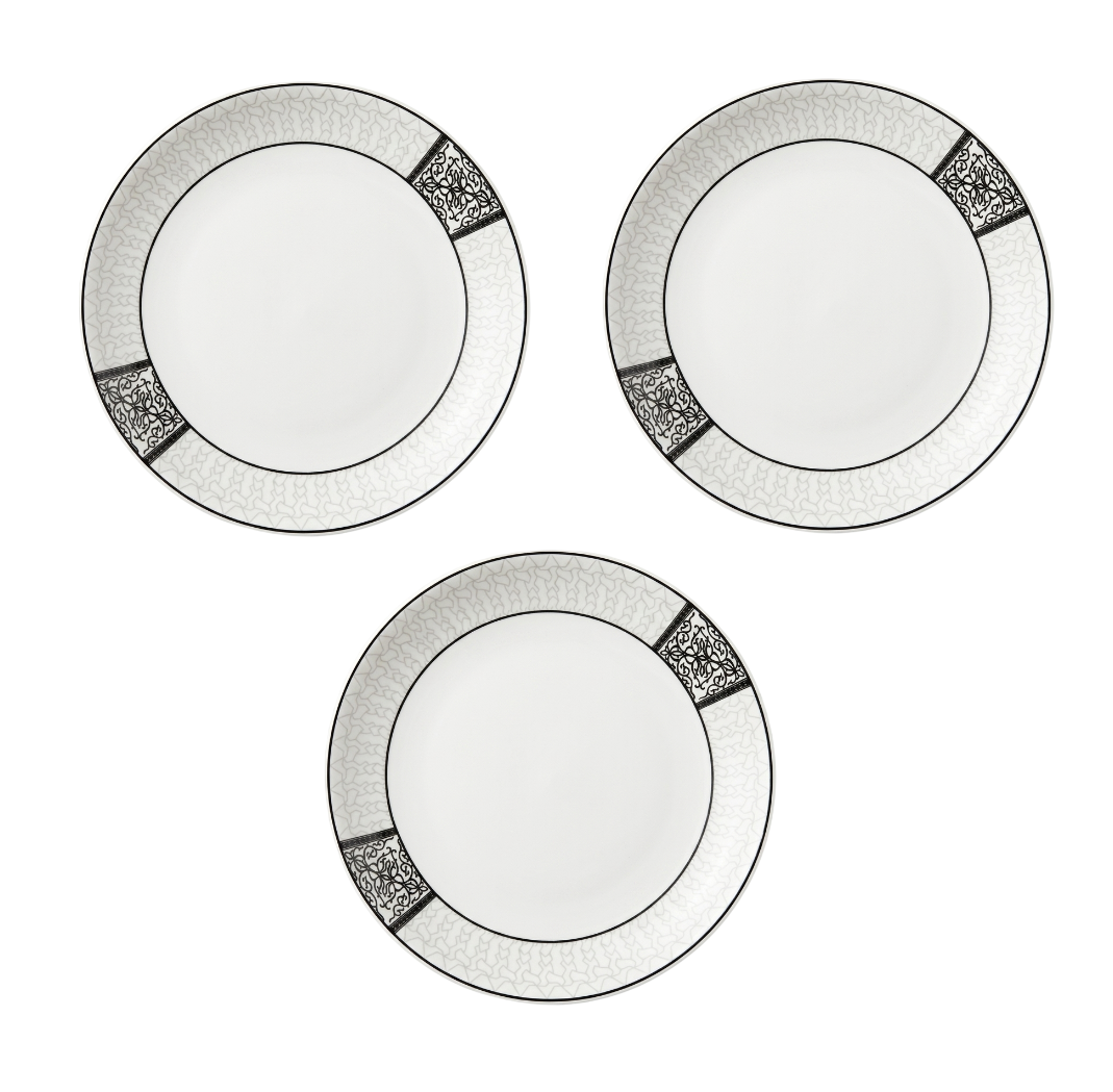 Juego de 3 platos redondos con decoracion a los lados
