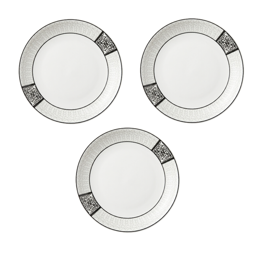 Juego de 3 platos redondos con decoracion a los lados