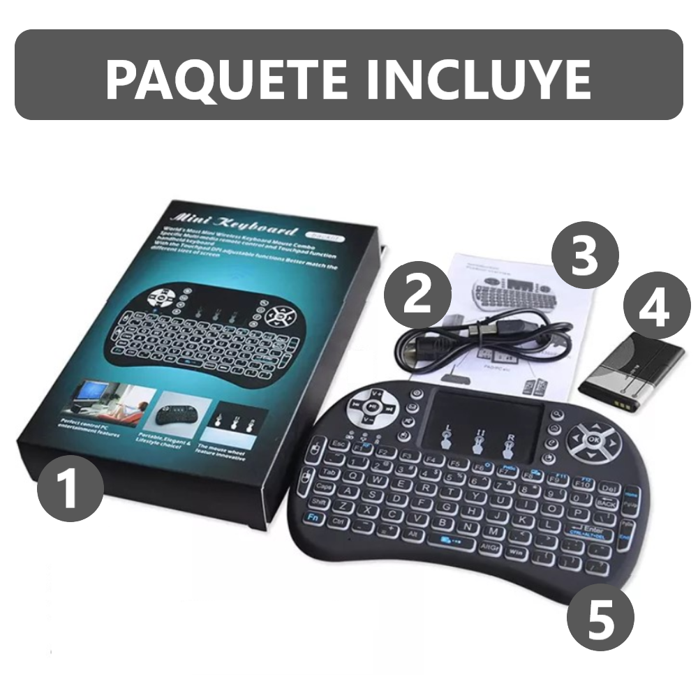 Mini Teclado Hasta 10m Inalámbrico USB Smart Tv- Tv Box- Pc- Laptop