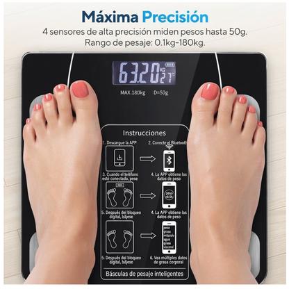 Balanza Báscula de Peso Corporal hasta 180 kg - Negro