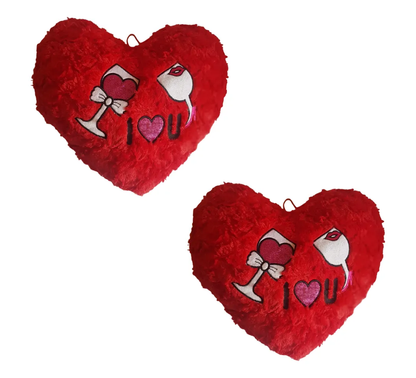 Pack X2 Cojines De Corazón Con Frases De Amor