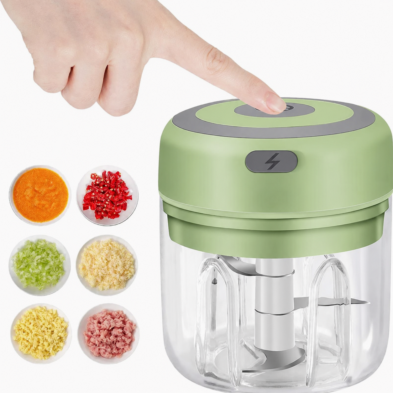 Picadora Eléctrica Mini de Alimentos de un Botón