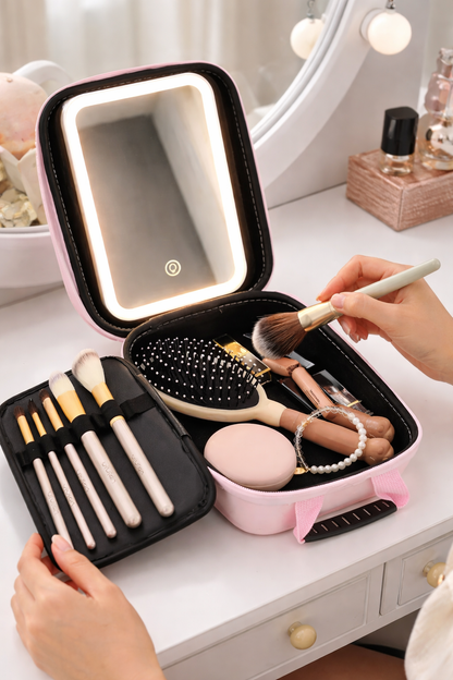 Bolsa de Maquillaje estuche neceser con Espejo con Luz LED