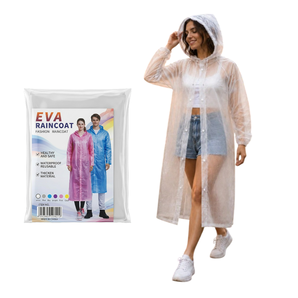 Poncho Ligero Impermeable con capucha y botones Adulto Unisex