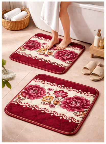 Pack 2 Alfombras de flores Piso de felpa de 50x50cm