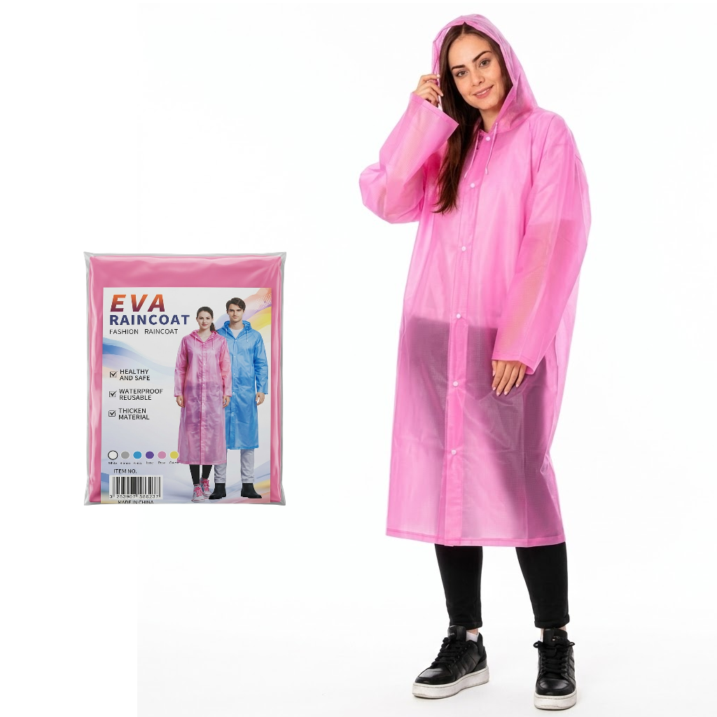 Poncho Ligero Impermeable con capucha y botones Adulto Unisex